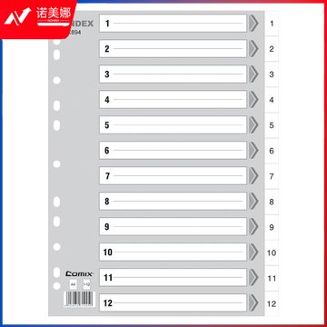 齐心 IX894 易分类 年度索引纸 A4 12页1-12 11孔 PP 灰色  齐心 IX894 易分类 年度索引纸 A4 12页1-12 11孔 PP DBJ202302251022473