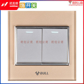 公牛(BULL) 公牛开关插座 二开双控开关 双开双控86型暗装墙壁开关插座面板 香槟金 DBJ202310151000280