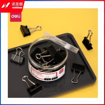 得力8563-3#黑色长尾票夹32mm(筒装)(黑)(24只/筒)