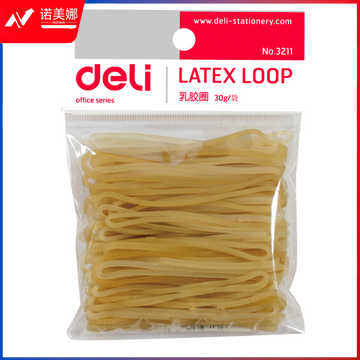 得力(deli)3211 乳胶圈 橡皮圈 猴皮筋 (微黄)(30g/包)DBJ202403111546586