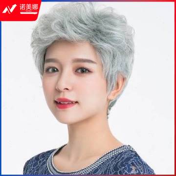 老奶奶假发女短发灰花白短卷发中老年人妈妈舞台剧表演整顶假发套