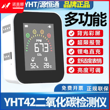 源恒通YHT42二氧化碳检测仪大棚家用桌式温湿度表空气中CO2浓度测试仪表 YHT42锂电直充