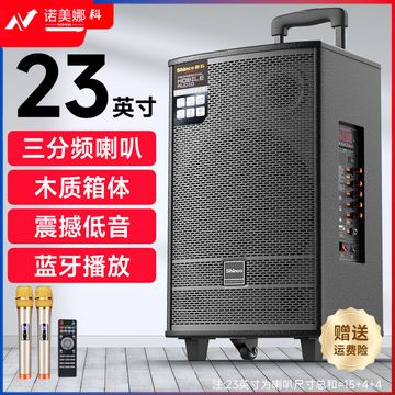 新科 广场舞音响大功率重低音移动家用户外K歌蓝牙拉杆便携式音箱扩音器带无线话筒 23吋组合三分频+双话筒+15吋低音