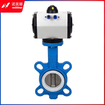 浙创领舰 气动四氟蝶阀D671F-16 304板 对夹式气动蝶阀 DN50 65 80 100 150 DN65(四氟+304)