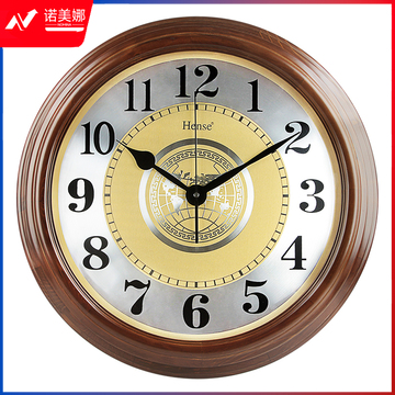 汉时（Hense）22英寸实木大挂钟客厅时钟创意石英钟表经典餐厅酒店大堂挂表直径55厘米HW10 棕色22英寸（直径55cm)