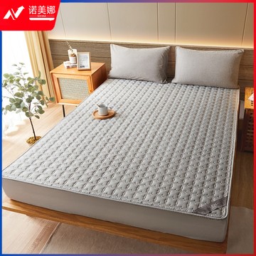  博洋（BEYOND）全棉床笠夹棉抑菌防螨加厚床褥席梦思保护罩套防尘床罩防滑可水洗 全棉水洗夹棉加厚床笠—灰色 180*200cm