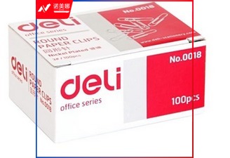 得力(deli)0018金属回形针 镀镍防锈曲别针 100枚/盒 10盒/组 10组起售