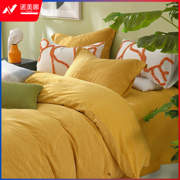 水星家纺床上四件套纯棉水洗棉套件床单被套枕套床上用品印象苏素1.8米床