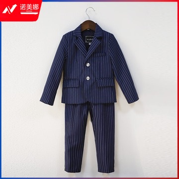 温格 儿童西装男童礼服小主持人服装花童六一儿童节演出服表演服夏季 蓝色外套+衬衫+马甲+裤子+领结 表演类