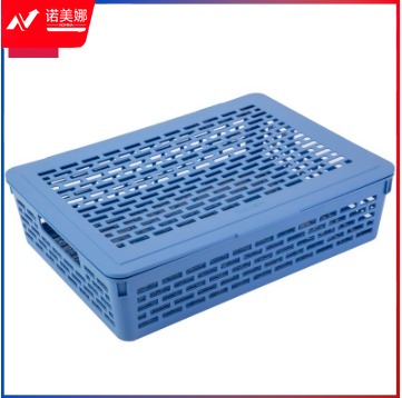 得力 924 收纳框/文件篮带盖 36*26*9cm 蓝色 40个/箱