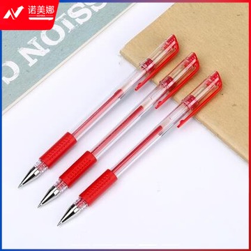 得力6600中性笔0.5mm子弹头(红色)(12支)