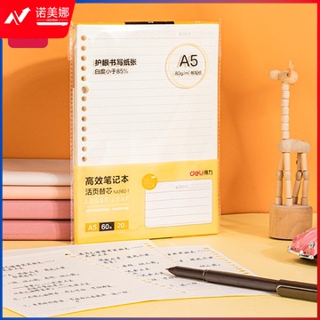 得力 A5活页本替芯60页 20孔(高效笔记)NA560-1