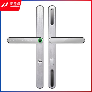 埠帝 断桥铝合金门指纹密码锁玻璃推拉平移门庭院门户外防水电子智能锁 拉丝银+5种开锁-自己安装