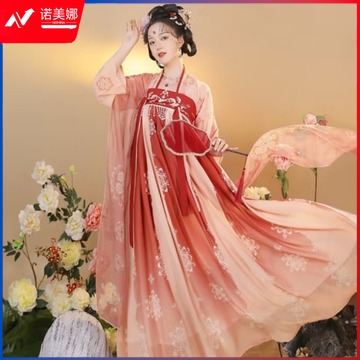 国标 汉服女成人学生鹤挽云印花齐胸襦裙古装中国风日常表演服套装