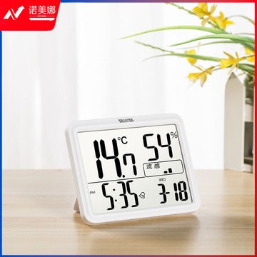 百利达 钟 （TANITA） 日本电子家用婴儿房室内温湿度计温度计湿RH-002大屏幕日历时温湿计 黑色 （TANITA）RH-002 百-