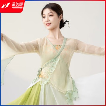 国标 蝴蝶纱衣古典舞蹈服演出服装飘逸女雪纺练功服中国古风上衣表演类