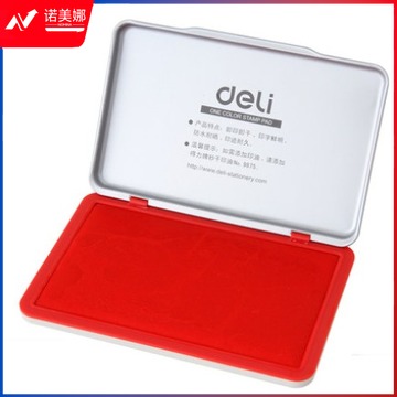 得力(deli)143*87mm金属方形大号财务会计专用秒干印台印泥 办公用品 红色9893