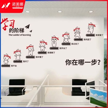 励志墙贴纸贴画教室布置公司企业文化墙办公室装饰品墙壁标语 学习的阶梯励志贴