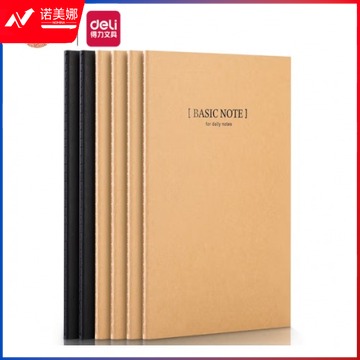 得力(deli)6本A5/40张牛皮纸缝线软抄本办公用品 工作记事本/ 日记本/ 课堂作业本/ 文具笔记本子33457